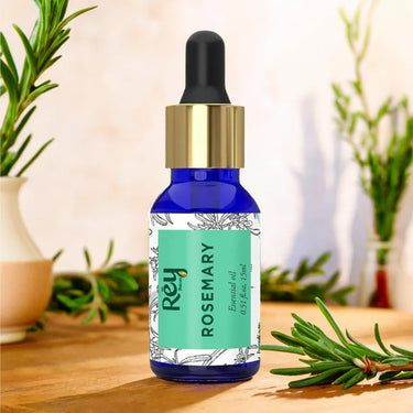 Rey Naturals Pure Rosemary Essential Oil For Hair Growth, Hairfall Control, Dandruff & Skin | Non Greasy Rosemary Oil for Skin, Body and Shiny Soft Hair | Hair Oil For Women & Men - 15ml